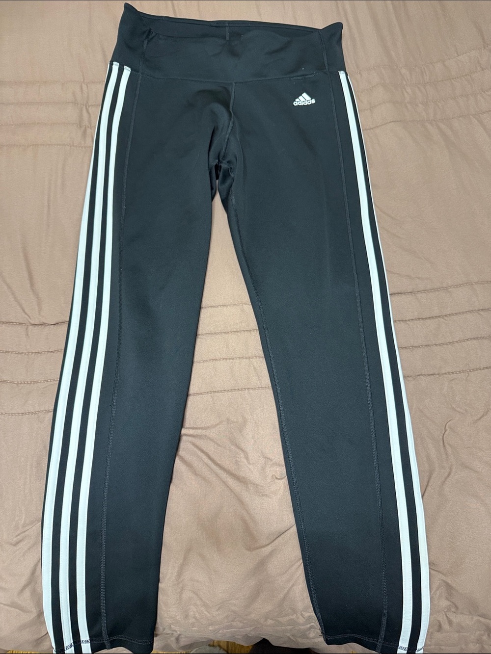 adidas Black Leggings with White Triple Stripes